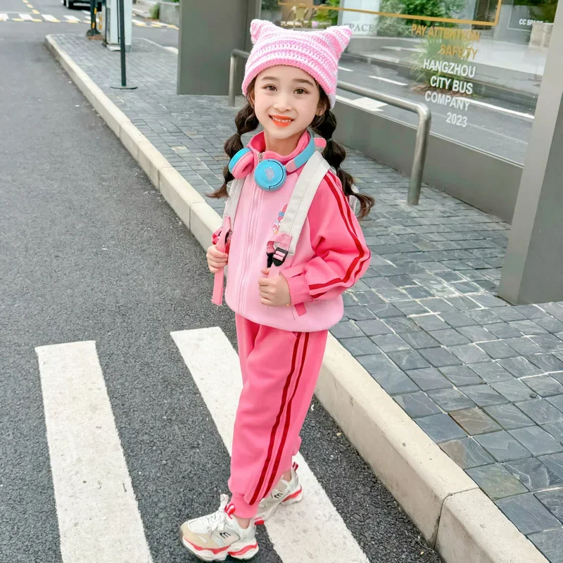 Anime Sanrio Cartoon Kuromi Print Clothing Sets for Children Girls Jacket + Long Pants 2piece Autumn Baby Kids Teen Holiday gift