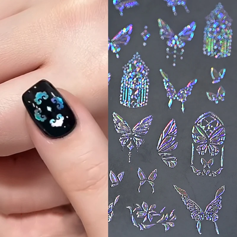

Aurora Shell Butterfly Nail Sticker Shiny Laser Butterfly Nail Decal Adhesive Colorful Butterfly Nail Sticker DIY Manicure Salon