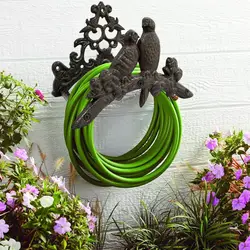 Garden Hose Holder Cast Iron Heavy Duty Water Hose Hanger, Outside Wall Mount Hose Hanger(2 Birds)