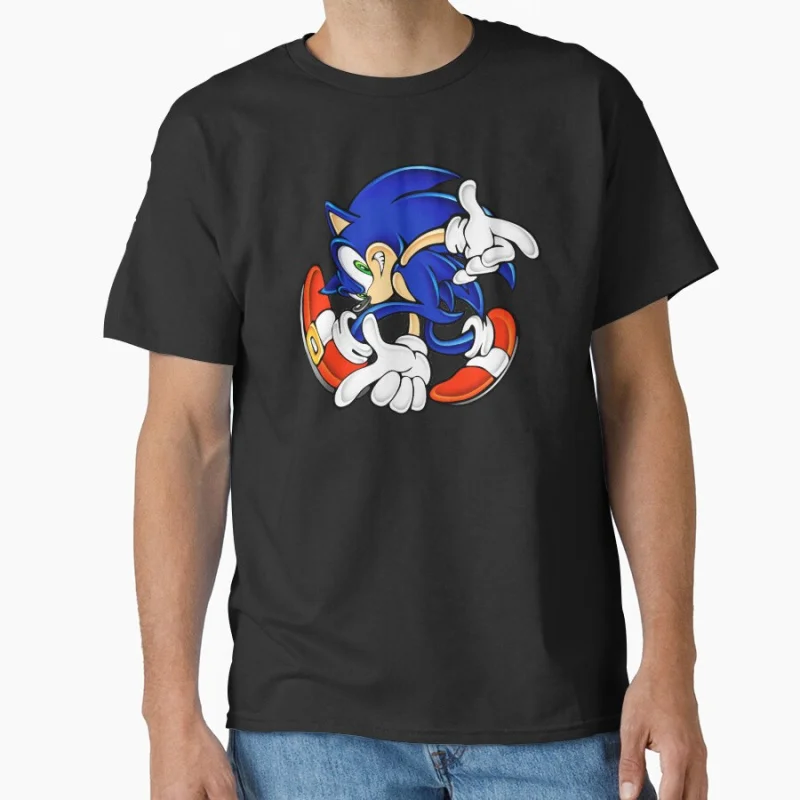 Sonic 1021 Shadow the Hedgehog Gift T shirt for man Large size Tops Anime Graphic Print Y2k Clothes Cartoon Tee