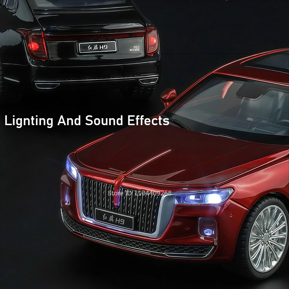 Échelle 1:32 Hong Qi H9 Li Auto un modèle de voiture jouet corps en alliage pneus en caoutchouc véhicule son lumière retirer modèles cadeaux d'anniversaire