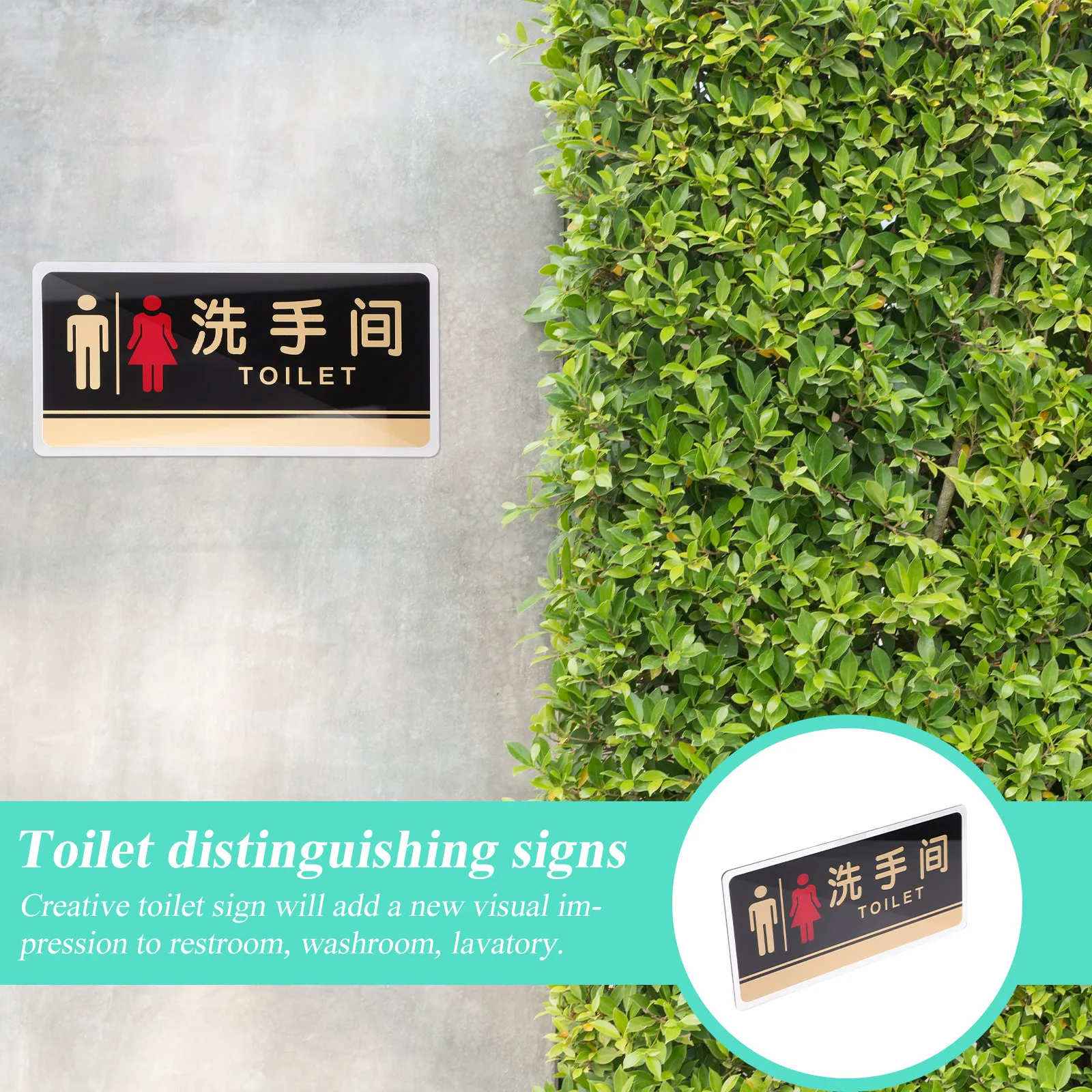 High Visibility Acrylic Toilet Sign Washroom Sign Plate Clearly Legible Directional Indicator for Restroom Lavatory Door Office