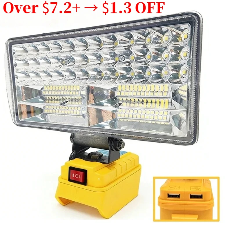 Cordless LED Work Light for Dewalt 20V Battery Flood Light with Two USB Charging Port Flashlight for Emergency,Workshop,Garage
