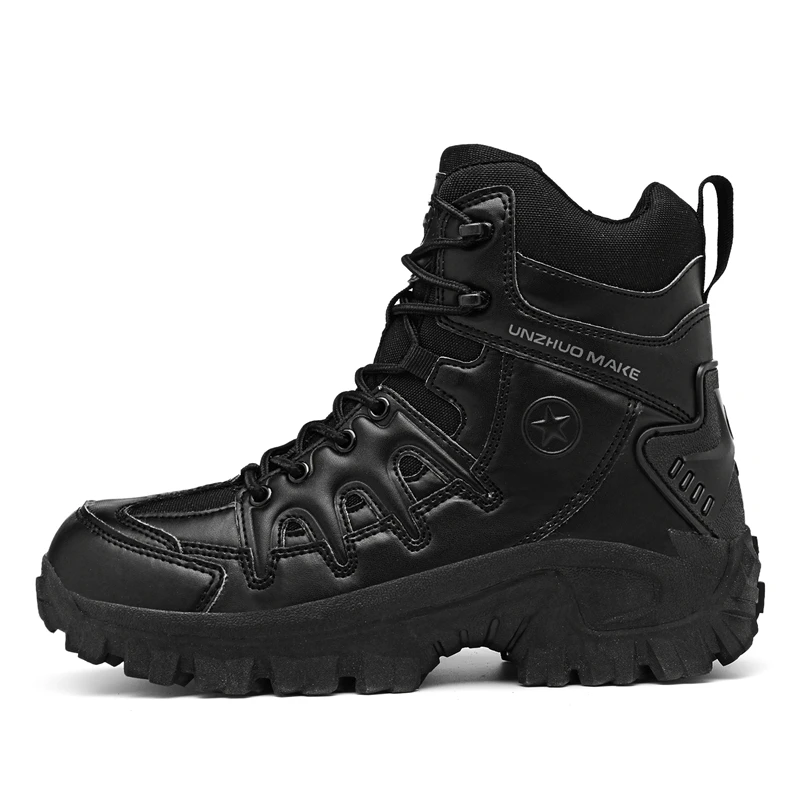 

New Men Tactical Boots Comfortable Army Boots Hiking Shoes Outdoor Mid Top Lace-Up Durable Shoes Anti-slip Casual Sports Shoes