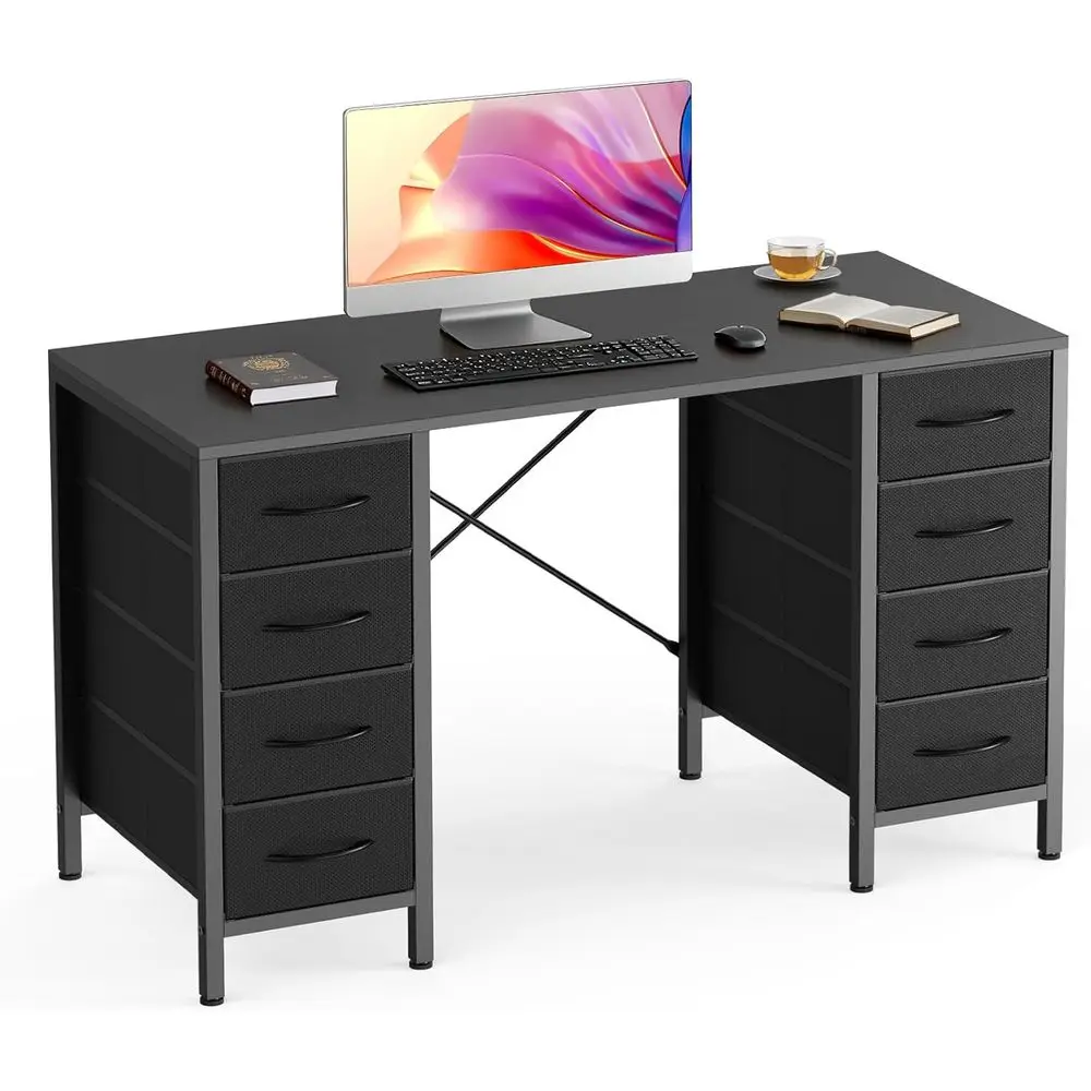 

47 Inch Computer Desk with 8 abric Ders, Oice Gaming Desk with Storage, Writing Study Table with X-Shaped Reinorced Structure, B
