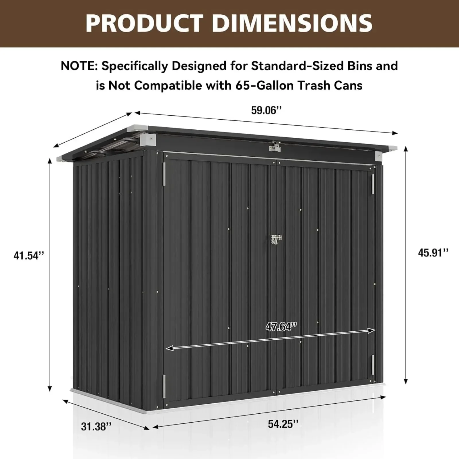 HOT Outdoor Trash Can Storage Shed - Metal Waterproof Outdoor Garbage Can, Organizer with Chain Lid, Ideal for Trash Bins, Toys, Garden Tools for Garden/Backyard/Patio