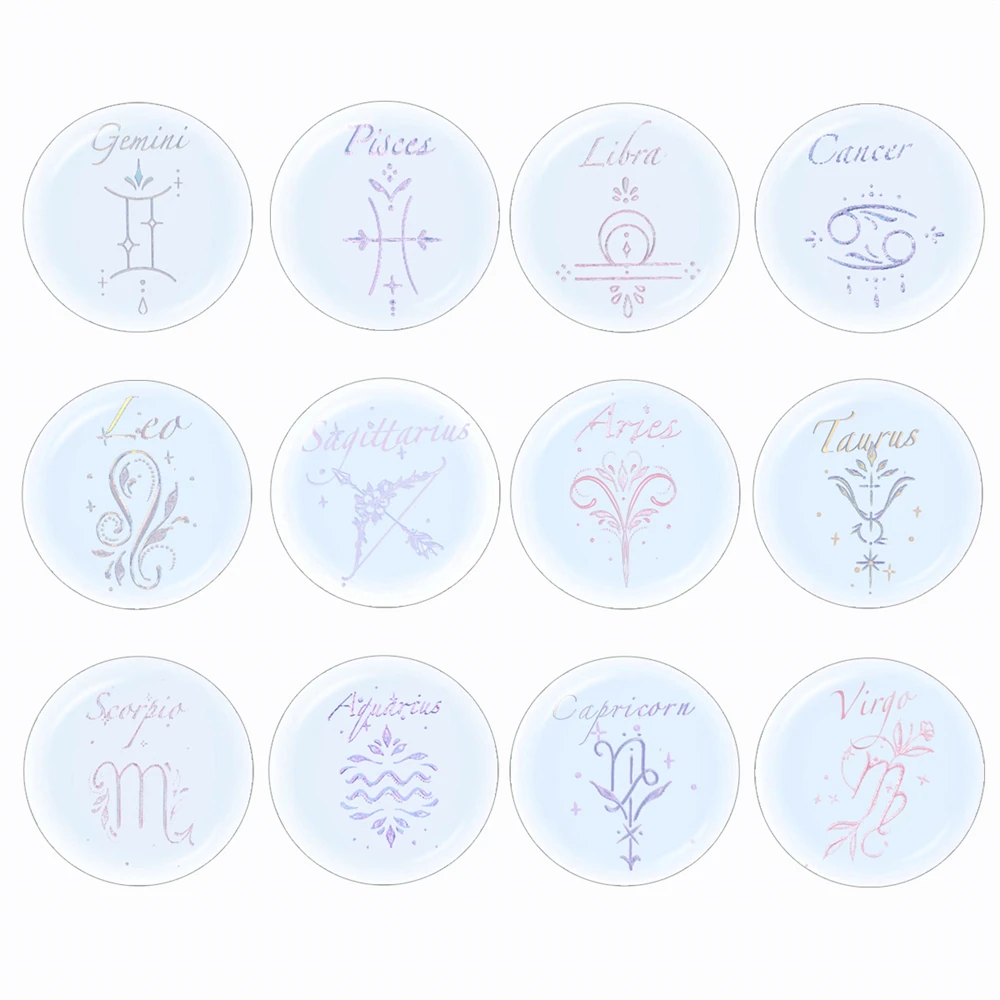 Fantasy Simple 12 Zodiac Sign Scorpio Leo Aries Constellation 12mm/16mm/18mm/20mm/25mm/30mm Demo Glass Cabochon Flat Back Making