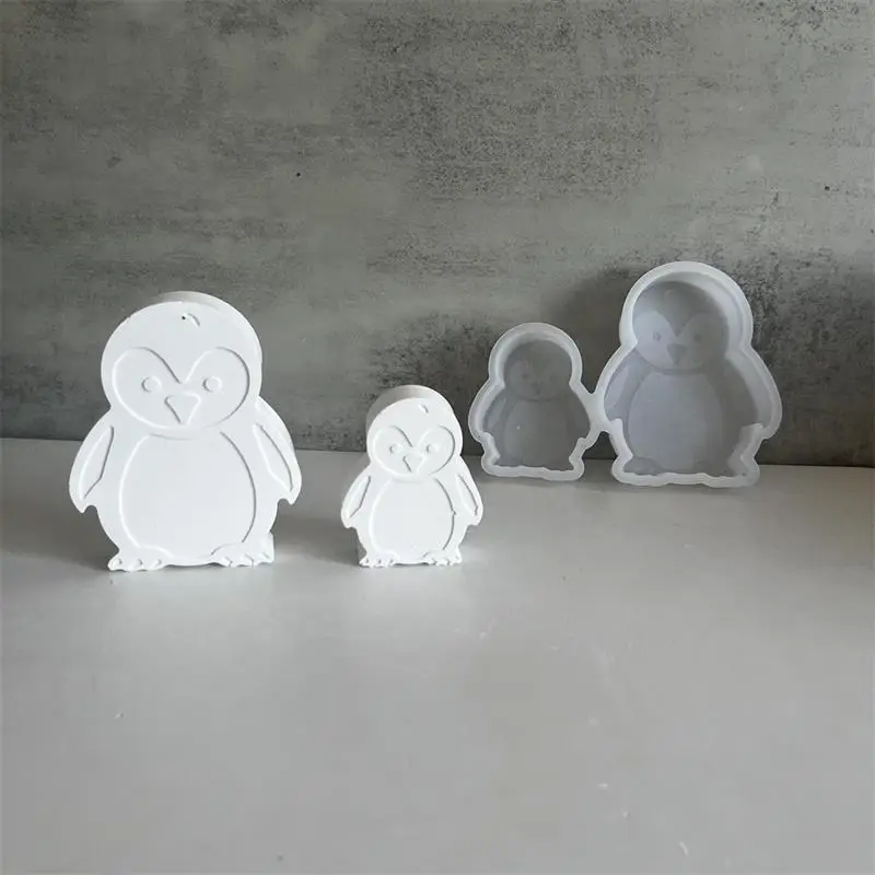 Penguin Silicone Molds DIY 3D Cute Penguins Decoration Aromatherapy Gypsum Plaster Resin Mold Craft Art Ornament Cement Mold