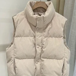 Women's Padded Cotton Vests Quilted Solid Color Youthful Lightweight Lady Giletes Clothes Fashion 2025 Korean Style Autumn Cold