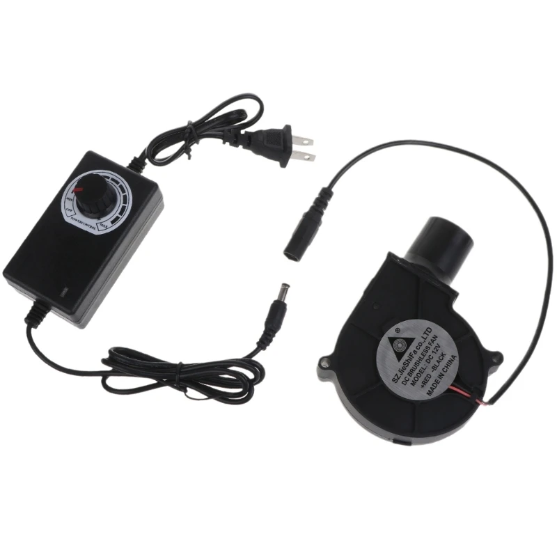 US Plug BBQ Fan Air Blower 12V Large Air Flow 110V 220V AC Powered Fan Variable Speed Controller Picnic Barbecue Tools