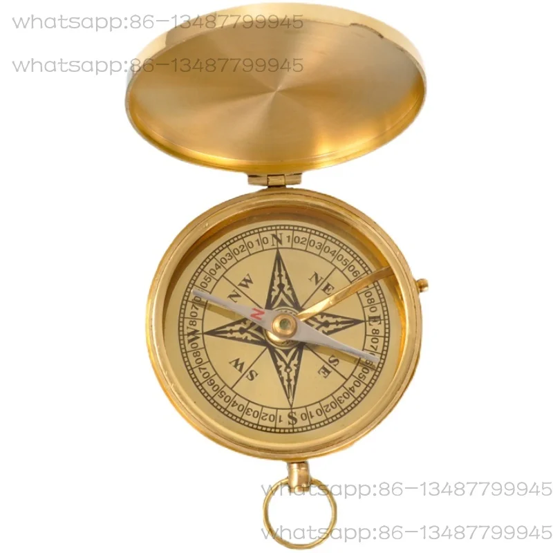 

Imported Retro Nostalgic Brass Pure Copper Compass Portable Outdoor Sports Compass Caribbean Pirates Periphery
