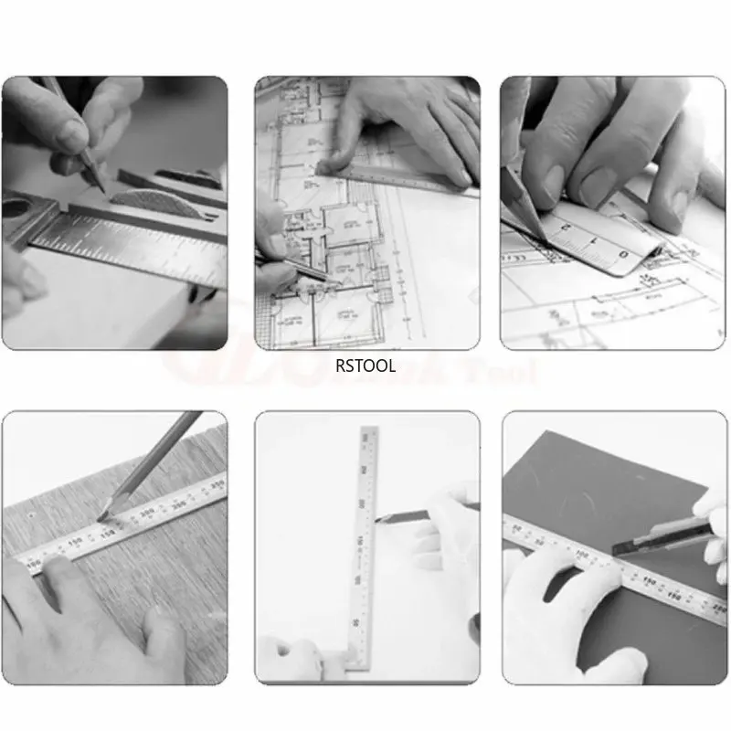 Right angle 90 Turning ruler Woodworking ruler Steel turning ruler measuring tools gauge Aluminum alloy square ruler