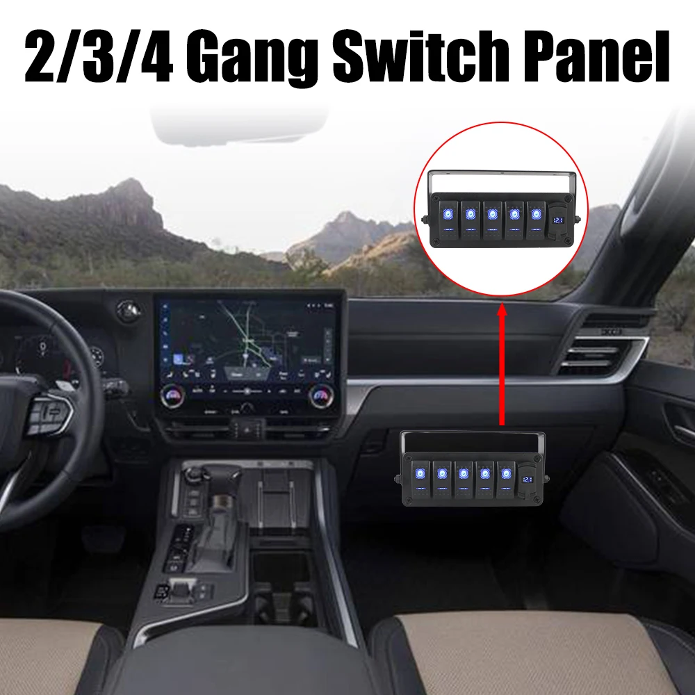 

Digital Voltmeter 2/3/4/5 Gang Car Marine Circuit Breaker Switch Panel PD+QC Fast Charging Auto Accessories DC 12V/24V