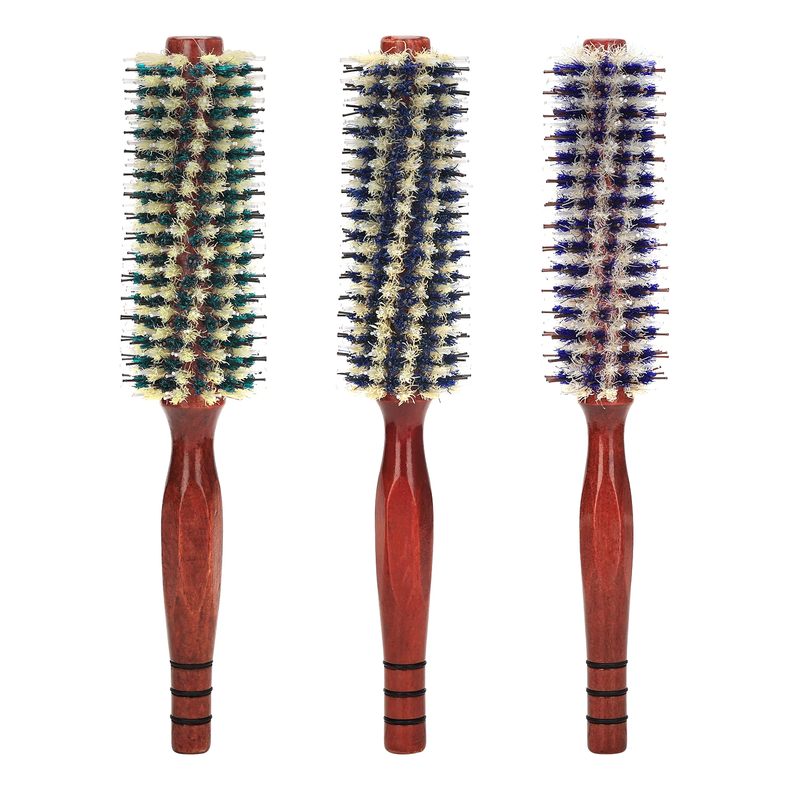 

3pcs Boar Bristle Roller Brush Barber Hair Roller Wood Hair Brush Round Barrel Hair Comb For Women Curly Hair Hairdressing