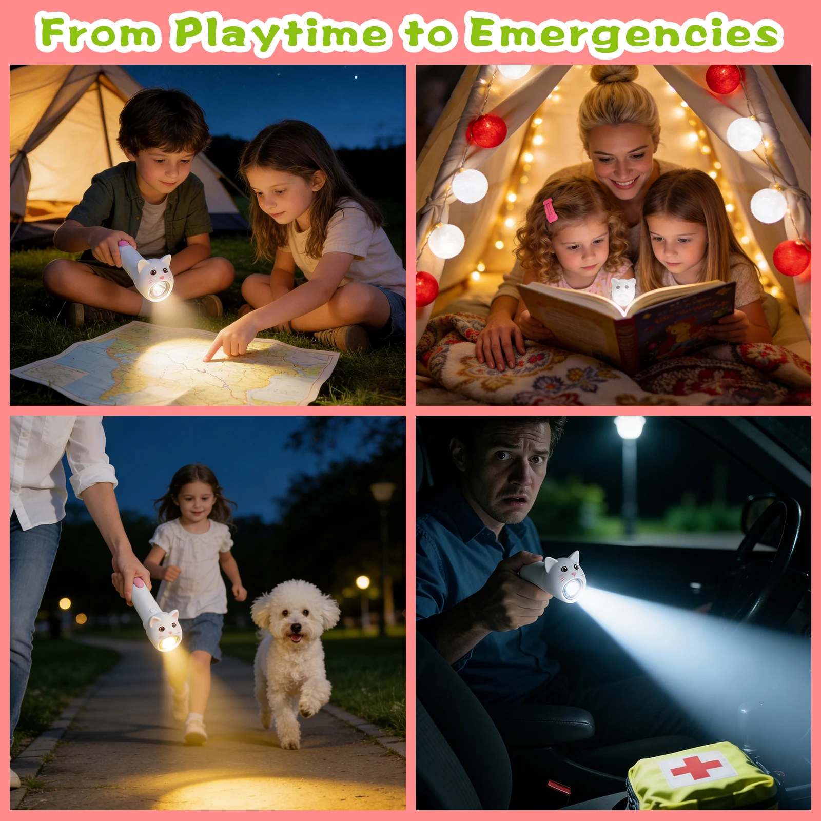 Cute Animal LED Flashlights for Kids Safe Kids Torch LED Rechargeable Strobe Mode Flashlight Children's Flashlight outdoor