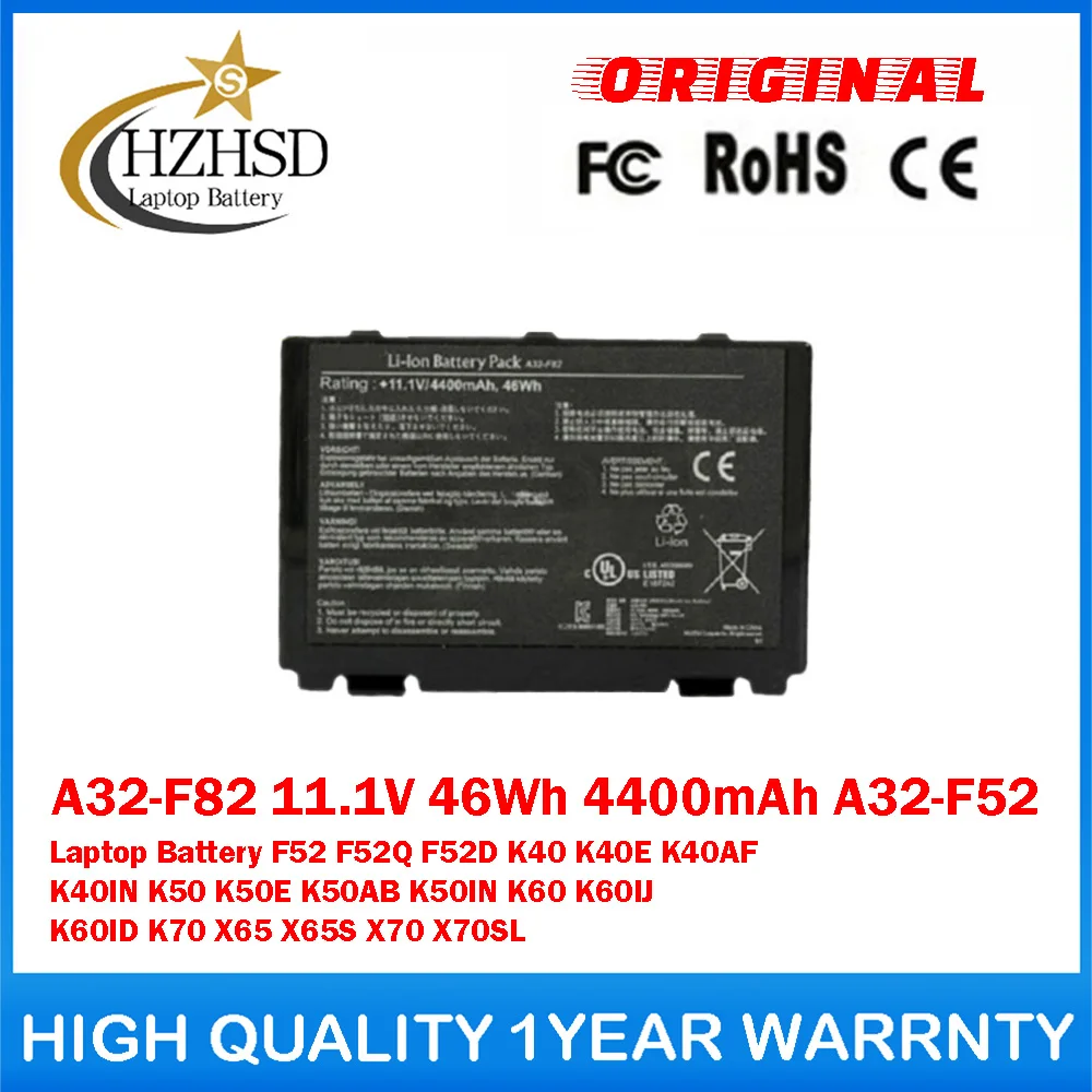 A32-F82 11.1V 46Wh 4400mAh A32-F52 Genuine Original Laptop Battery For ASUS F52 F52Q F52D K40 K40E K40AF K40IN K50 K50E K60 K70
