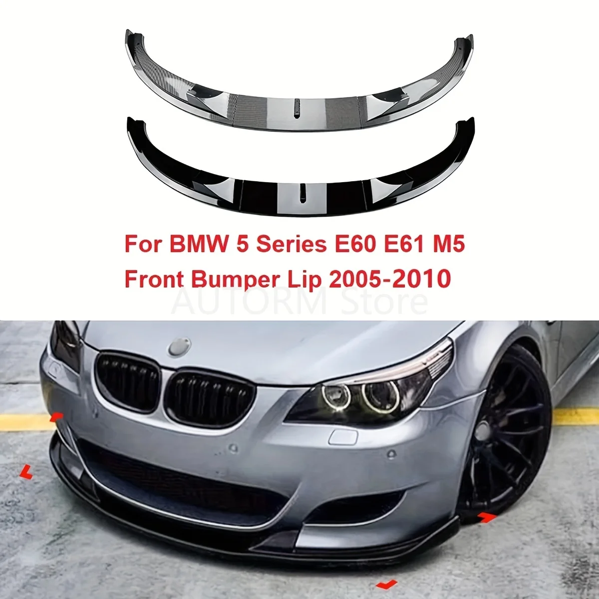 

3Pcs/Set Front Bumper Lip Splitter Spoiler Diffuser Real M5 Front Body Kit Car Accessories For BMW 5 Series E60 E61 M5 2005-2010