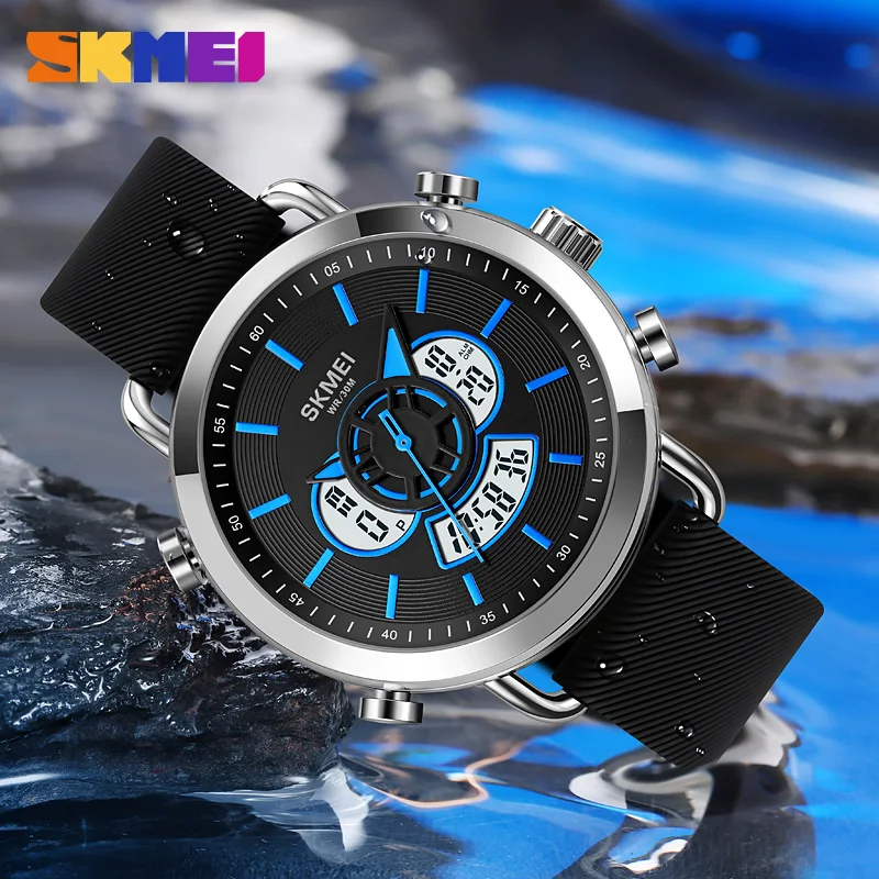 Imagem -04 - Skmei-relógio de Pulso Masculino Original Luxo Dual Time Digital Cronógrafo Luz Led Esporte à Prova Dágua para Homens