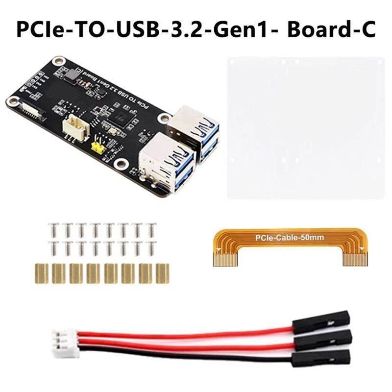 A76F-For Raspberry Pi 5 Pcie To USB3.2 Gen1 Board 5Gbps Pcie To 4Xusb3.2 Expansion Board Driver-Free Plug And Play