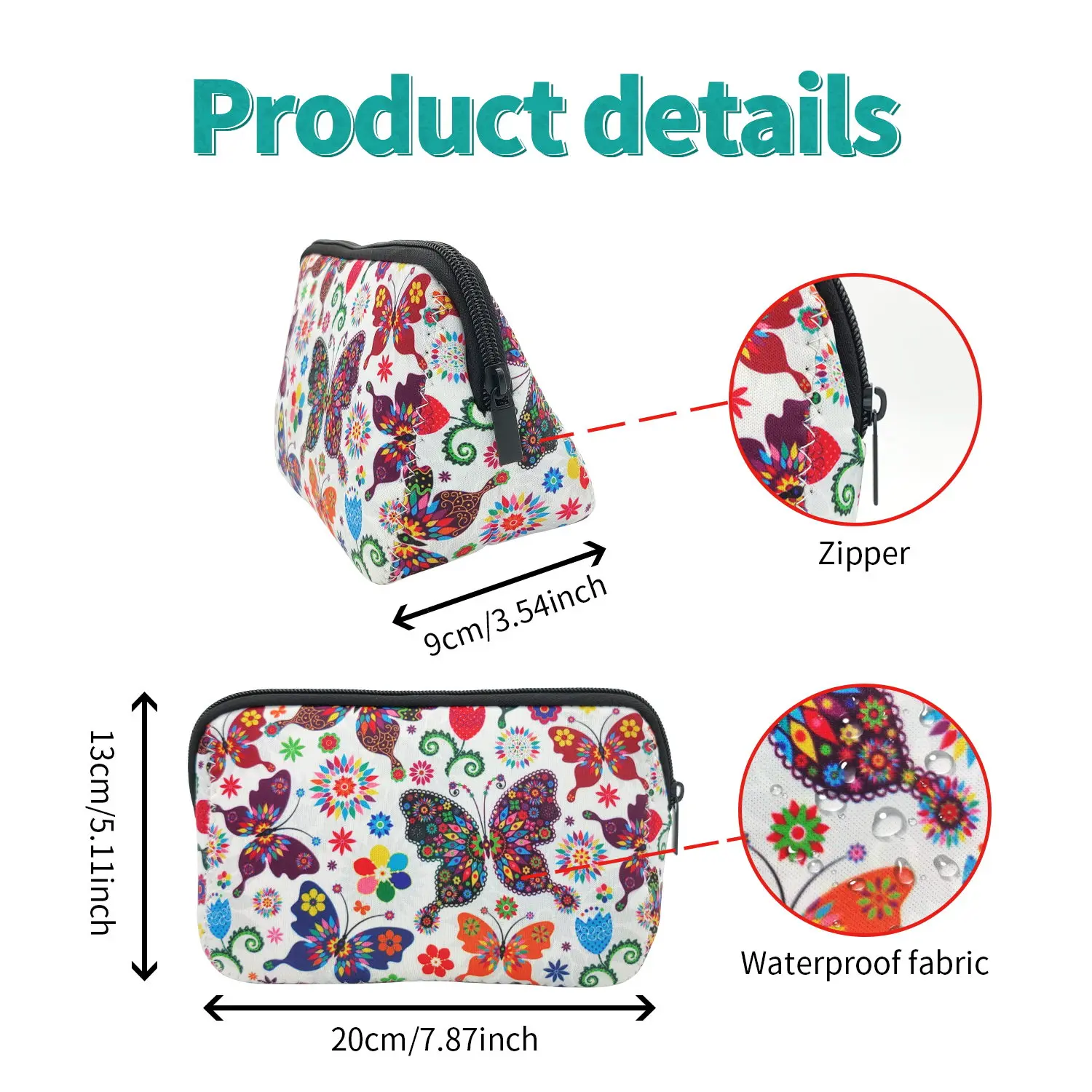 1Pack Cosmetic Bag Waterproof Travel Portable Toiletry Neoprene Makeup Bags Organizer Pencil Case For Women Kids Christmas Gifts