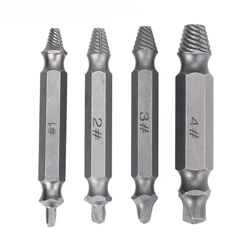 

4Pcs Damaged Screw Extractor Set Easily Remove Stripped or Damaged Screws Double Ended Stripped Removers Hand Tool Sets