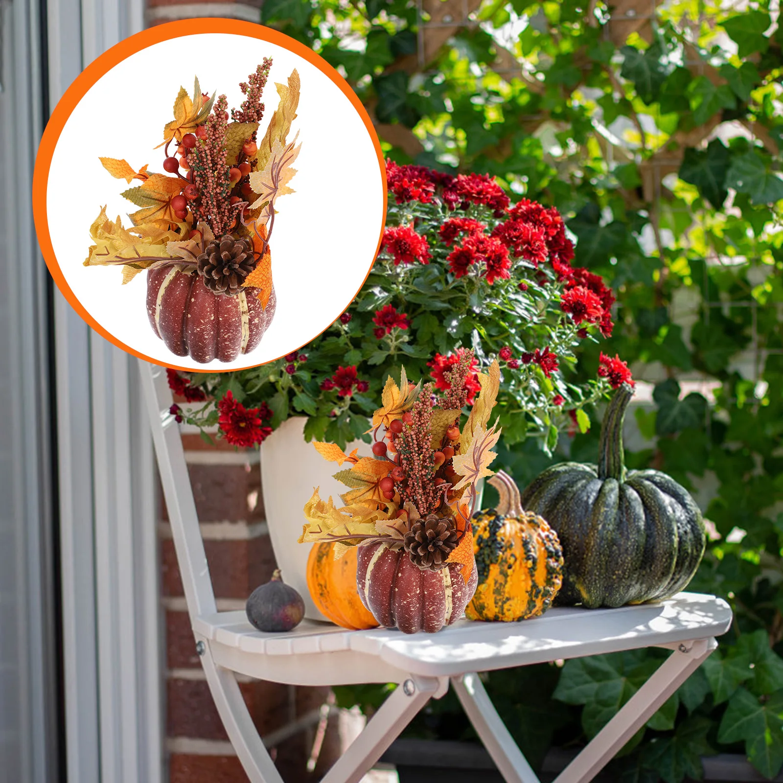 

1 pc /Set Lifelike Simulated Pumpkin Autumn Decorative Ornament Exquisite Fake Maple Branch Vivid Artificial Party Decoration