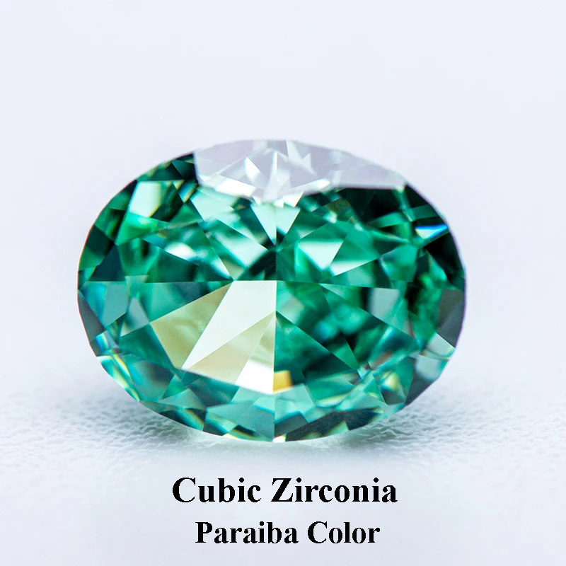 

Cubic Zirconia Crushed Ice Cut Paraiba Color Oval Shape Charms Beads for Diy Jewelry Making Pendant Materials No Certificate