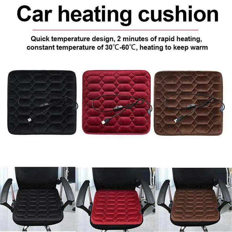 Heating Car Seat Cushion Comfortable Car Seat Pad USB Powered Portable Soft Office Chair Heating Mat To Keep Warm In Winter And