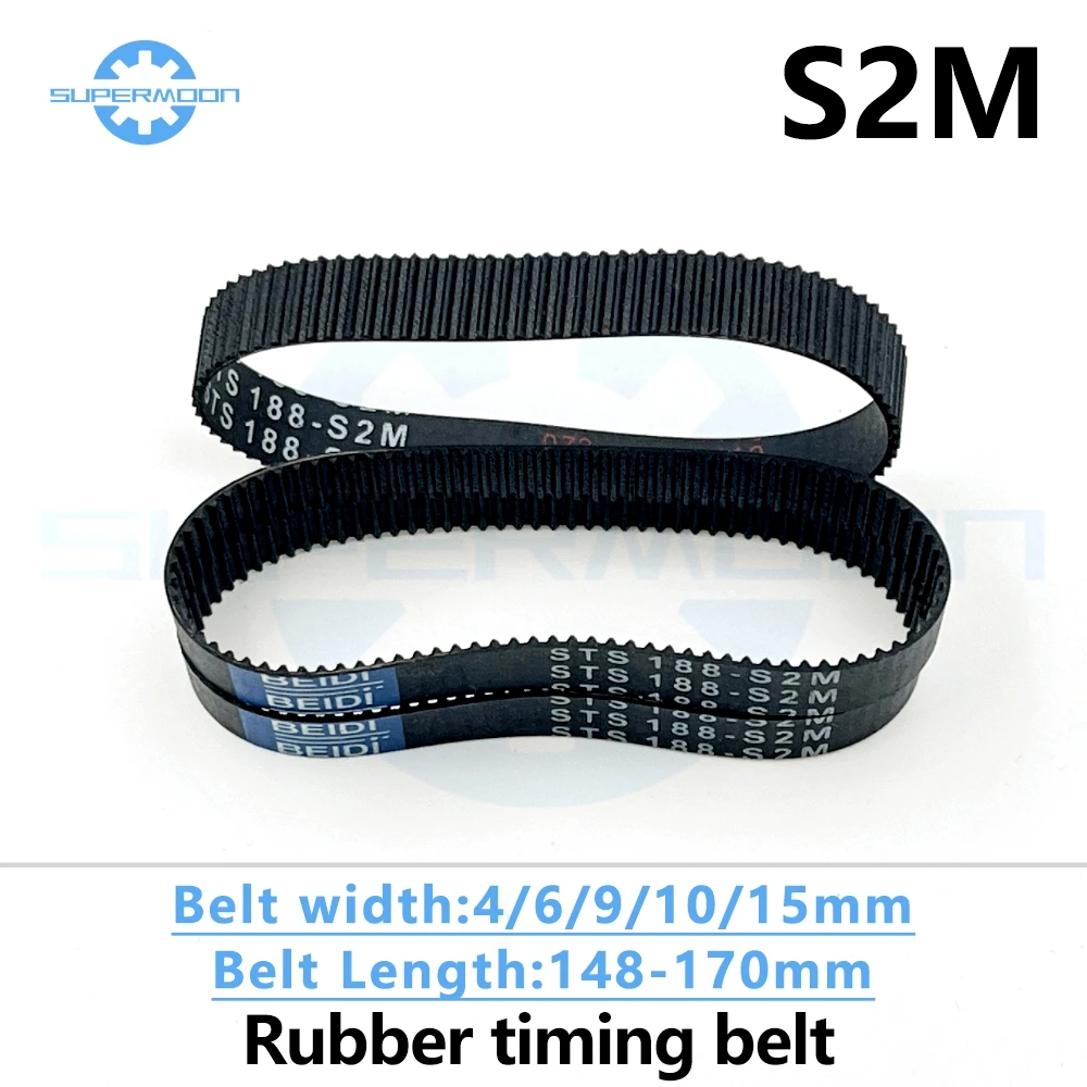 S2M Timing Belt Length 148 150 152 154 156 158 160 162 164 166 168 170mm Width 4-15mm Closed-Loop Toothed Belt 3D Printer Belt