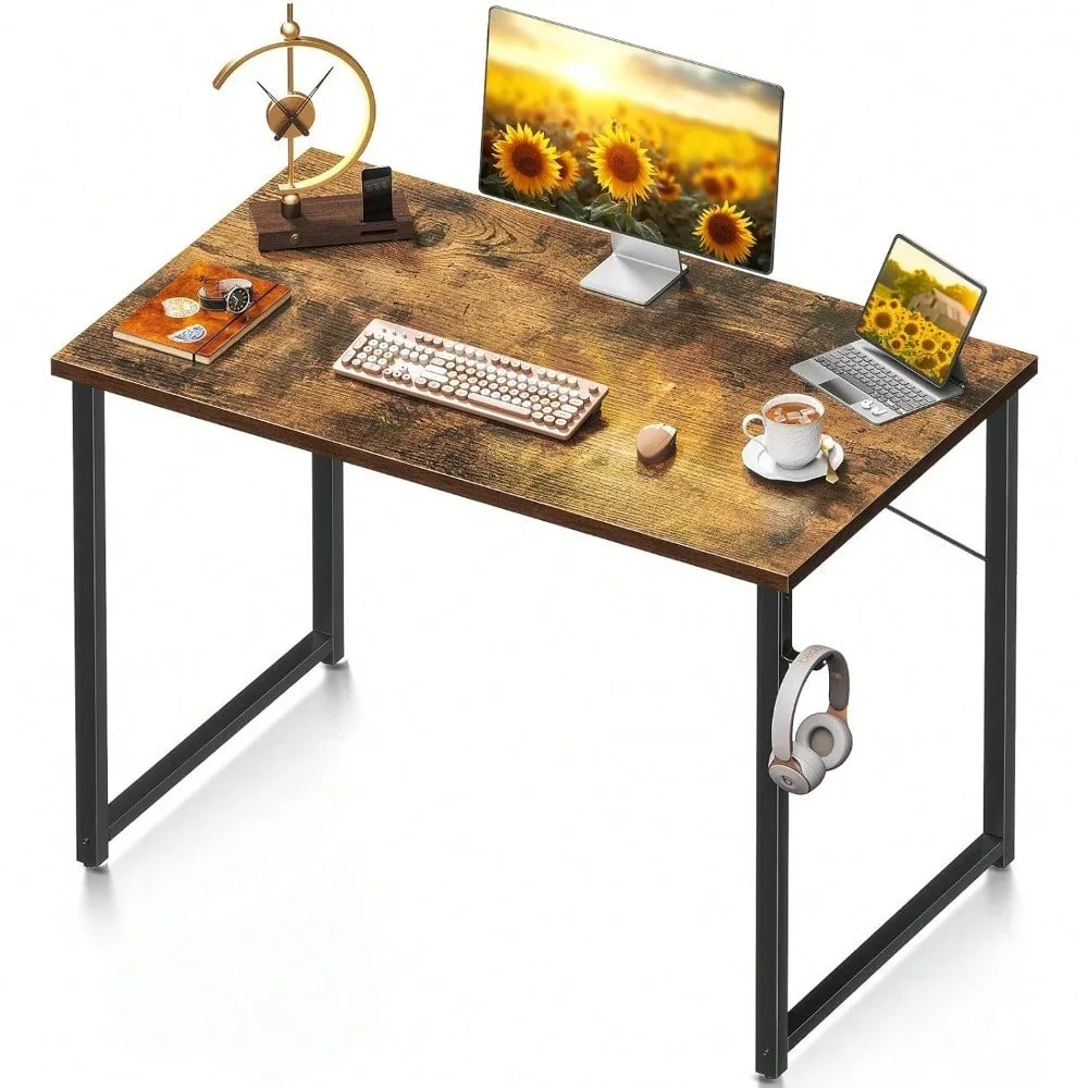 

48 Inches Computer Desk For Small Spaces, Study Table For Home Office, Writing Desk With Headphone Hooks