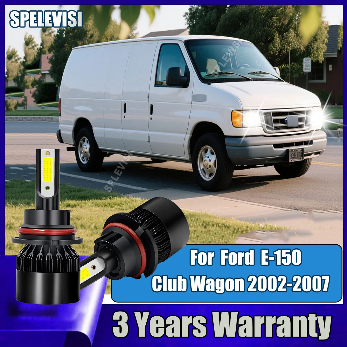 

9007 HB5 LED Headlight Bulbs 60W Hi/Lo Beam – 6000LM Super White For Ford E-150 Club Wagon 2002-2007 2003 2004 2005 2006