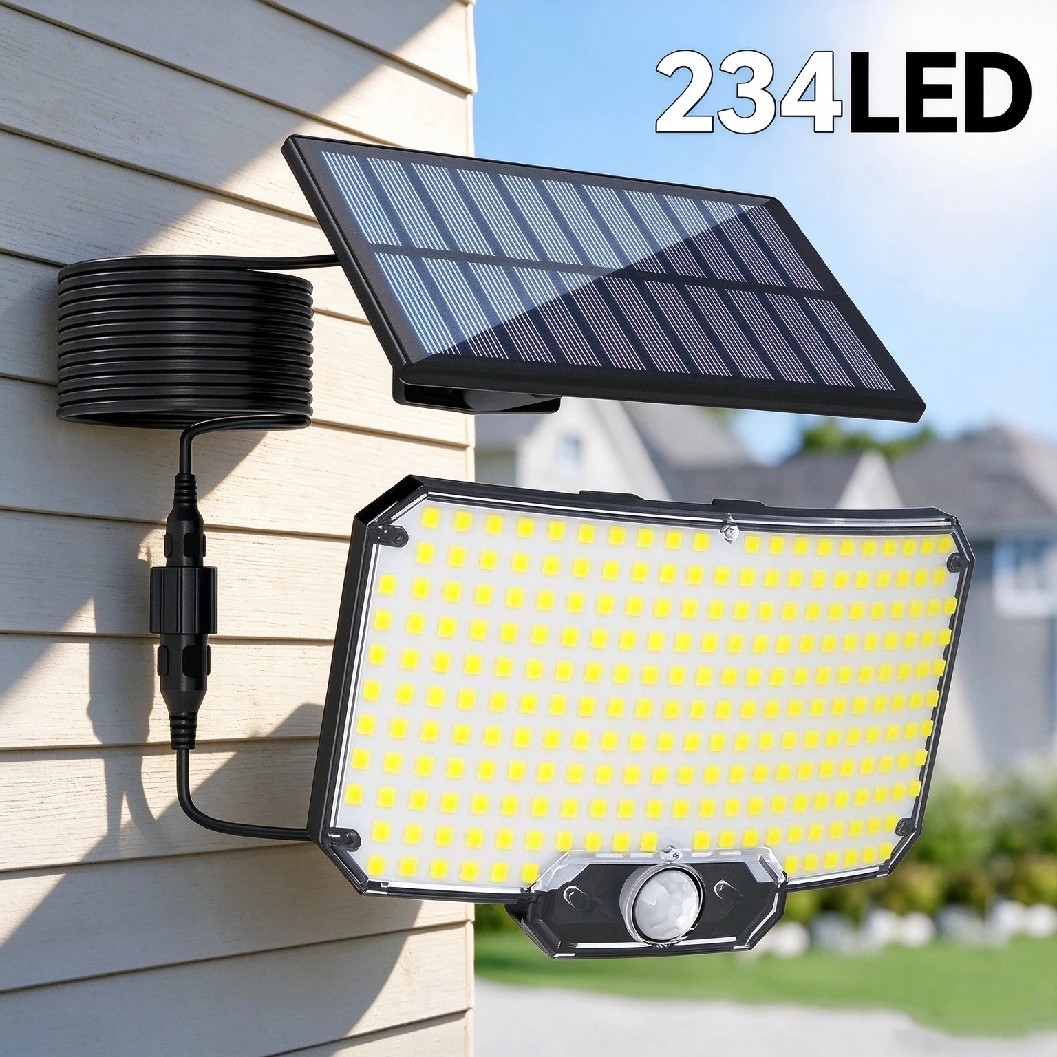 234LED Split Solar Lights Outdoor, Motion Sensor, 3 Modes, IP54 Waterproof, No Remote Control Solar Security Light for Yard Patio Garden Garage