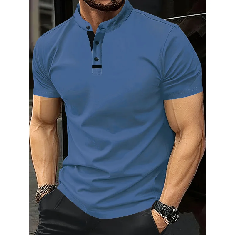 

Summer New Men's Zipper Pocket POLO Shirt Sports Polo Casual Thin Blend Short Sleeve Pure Color Spring Autumn Wear