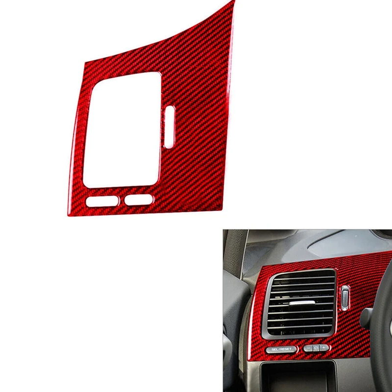 For Honda Civic 8Th 2006-11 Red Carbon Fiber Driver Side Air Vent Cover Trim Accessories Component