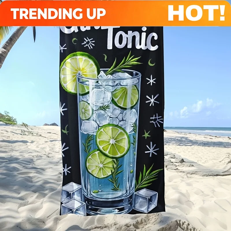 Customize Instant Arrival Cooling Beach Towel - Gin Tonic Pattern Bath Towel, Extra Large Size, Strong Absorbency, Summer Essent