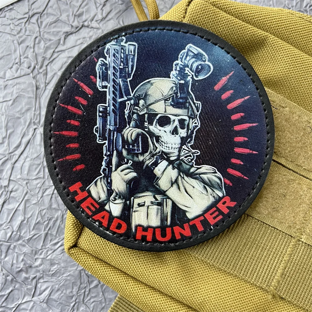 

Hunter Skull Stickers for Clothes Military Patch Tactical Equipment Hook and Loop Patches Backpack Printing Emblem