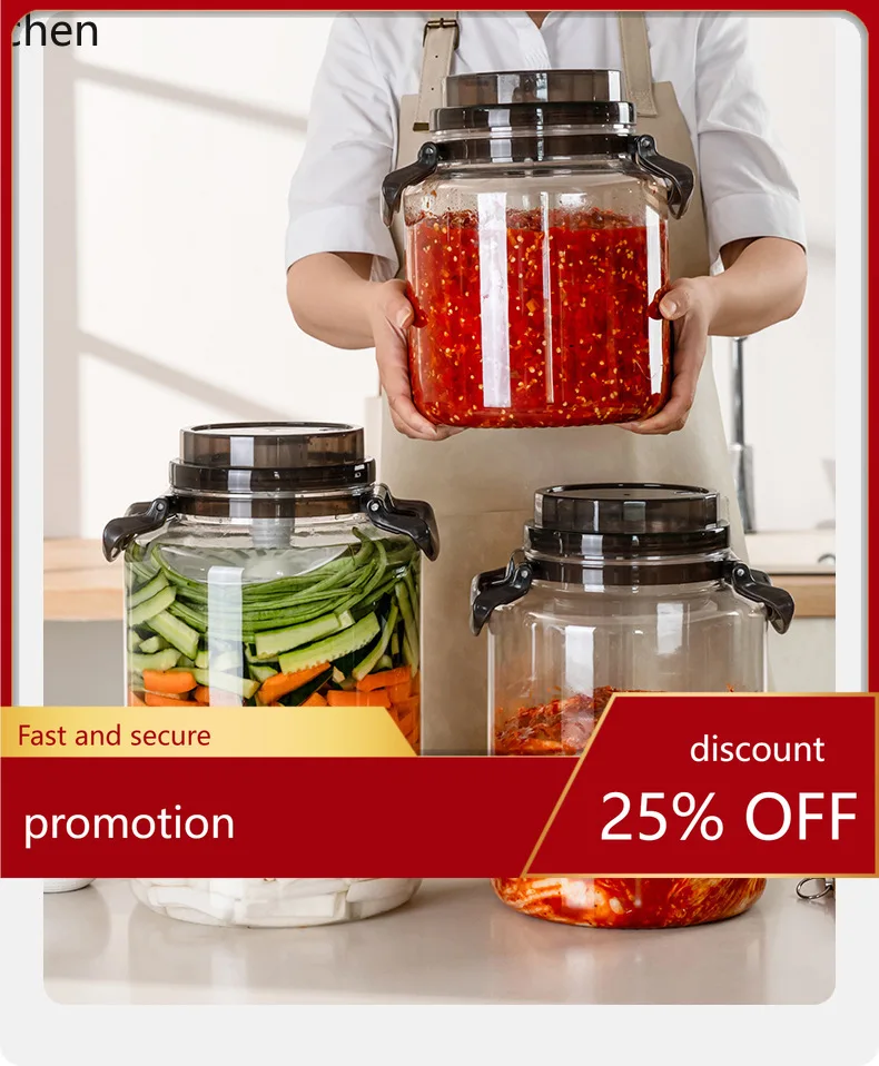 

Zml thickened kitchen sealed jar transparent handle plastic storage bucket special for wine bottles