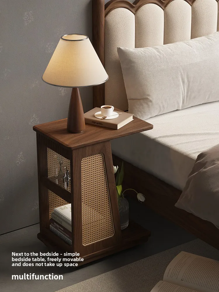 

A few movable modern simple solid wood corners on the side of the sofa, a side table, black walnut, living room for home use