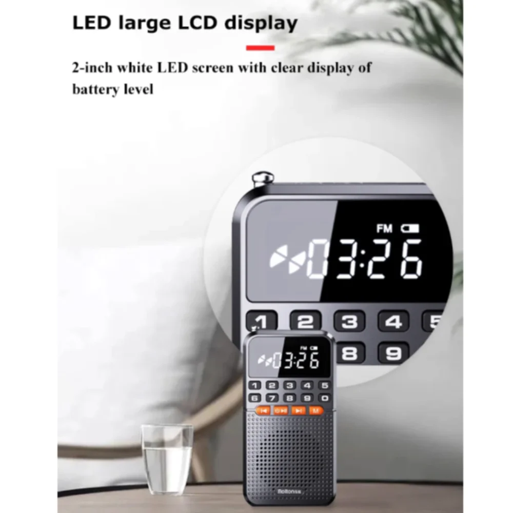 AM/FM Mini Bluetooth Speaker Portable Radio LED Flashlight Pocket Radio Receiver Black Walkman TF Card Music Player Outdoor