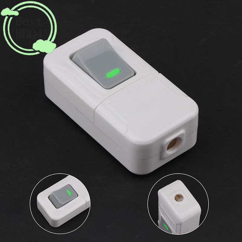 (BBQ4) Interruptor de botón pulsador blanco de encendido/apagado para luces LED de mesa, interruptor de control intermedio en línea, interruptor de alimentación para lámpara de cabecera de cabina 6A 250V
