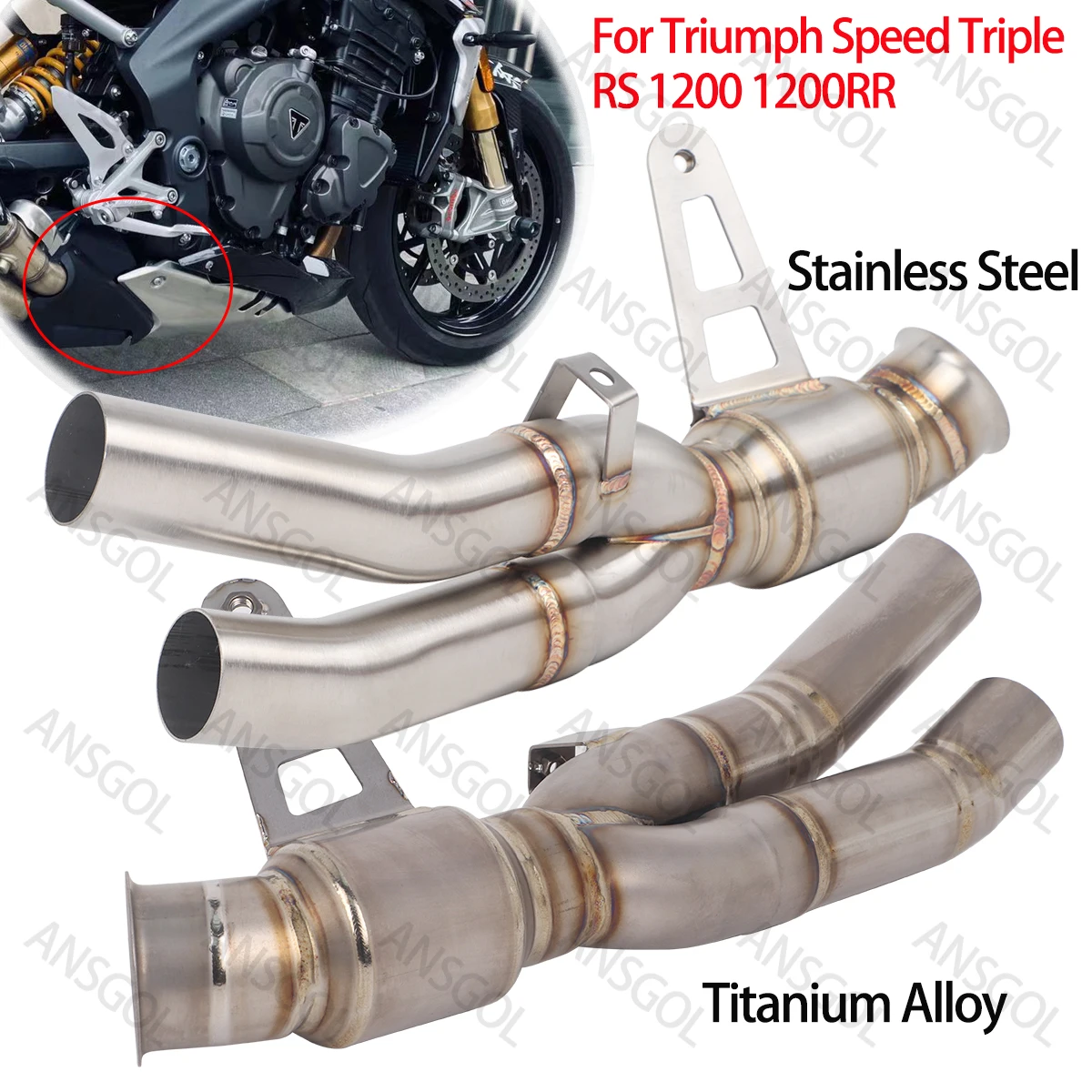 

RS1200 Exhaust Mid Pipe Slip For Triumph Speed Triple RS 1200 1200RR 2021-2024 Escape Moto Muffler System Pipes Modified