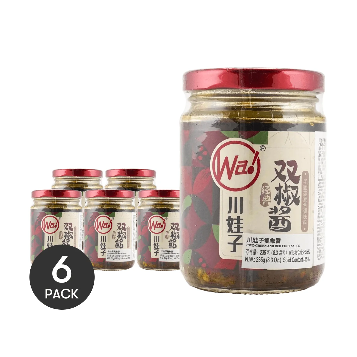 Chuanwazi verde e vermelho Chili Sauce, 8 oz, 6 Pacotes