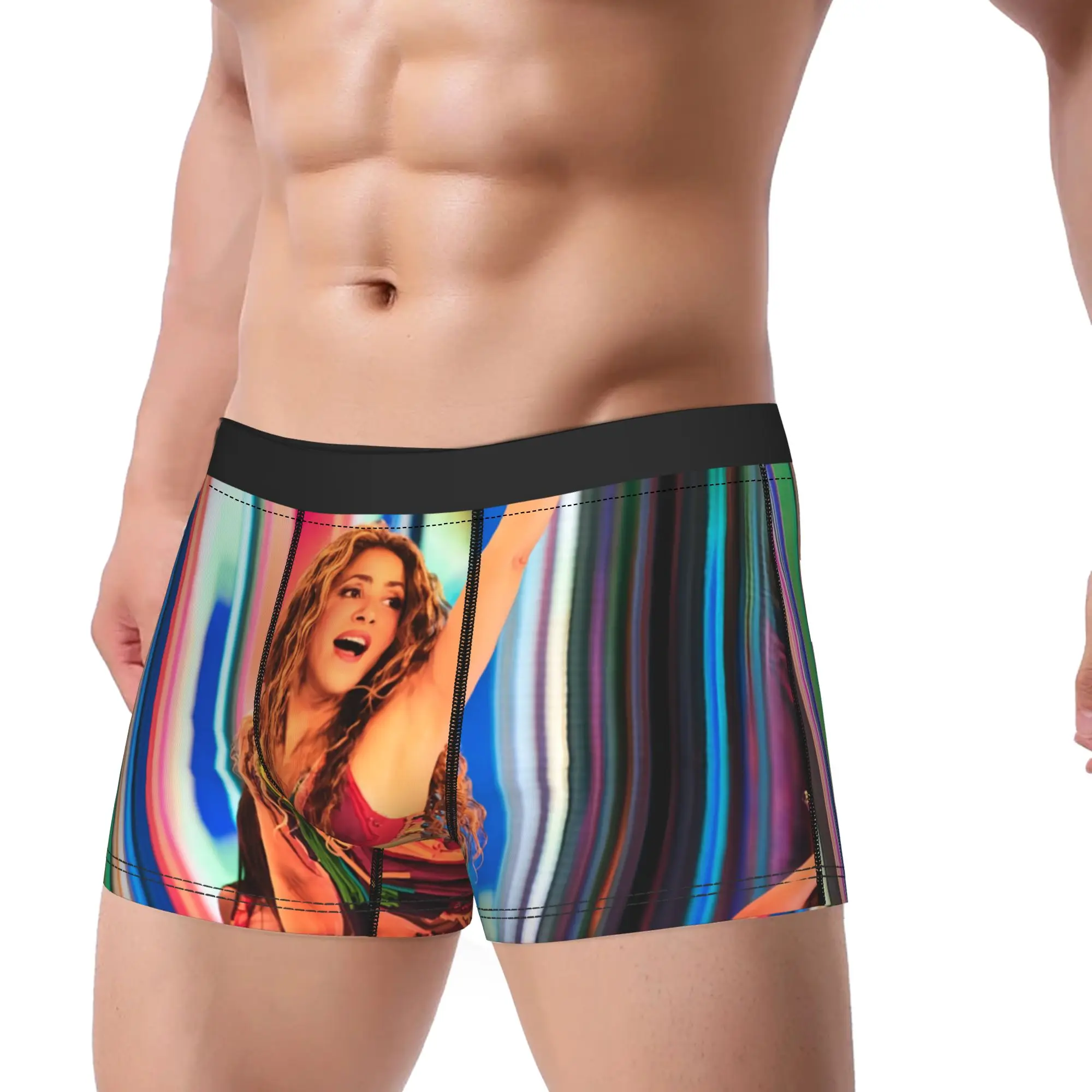 Man Shakira Colombian Singer Underwear  Humor Boxer Briefs Shorts Panties Homme Breathable Underpants Plus Size