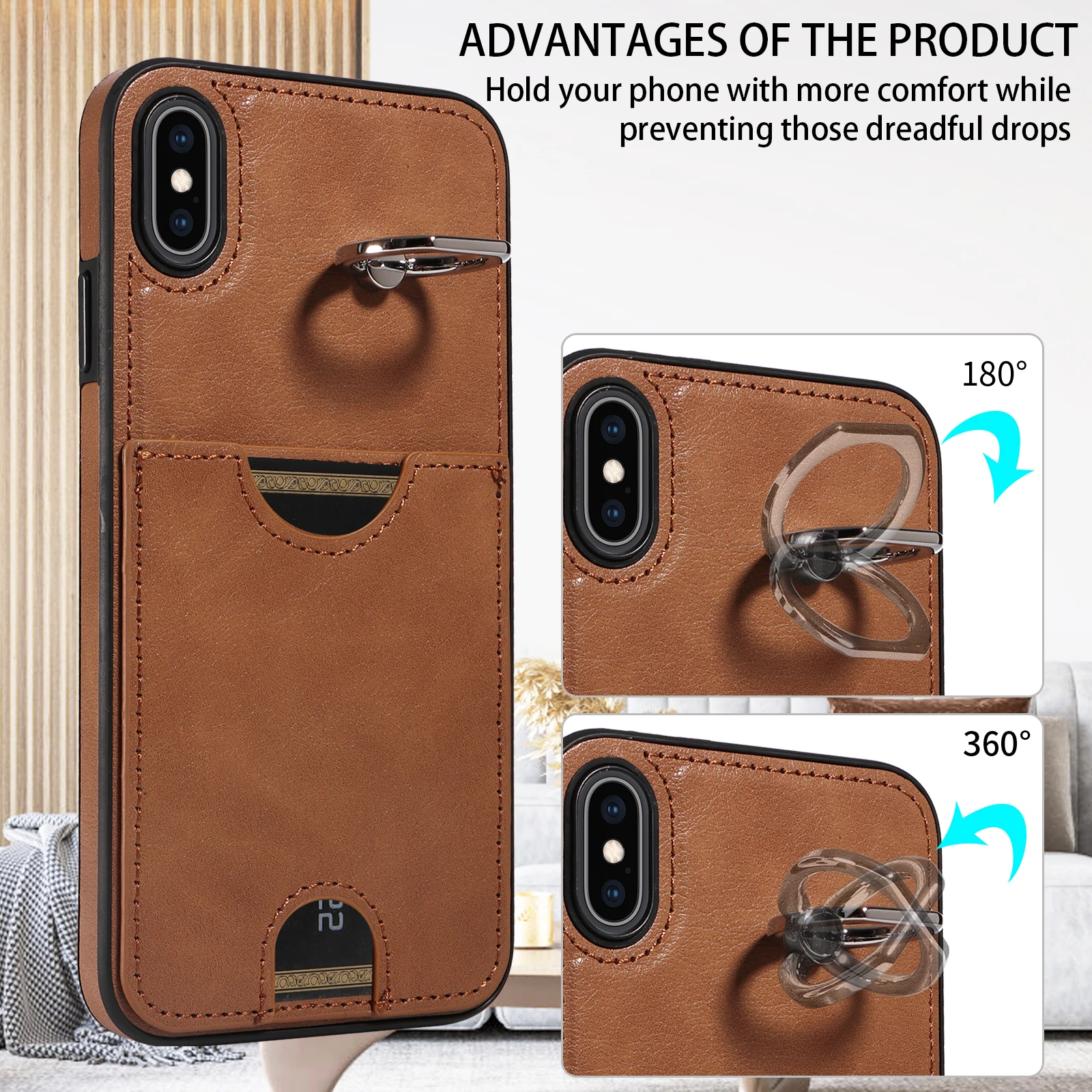 Портативный чехол для телефона IPhone X/XS/XR/XS MAX, держатель для карт, кожаный магнитный карманный кошелек, устойчивый к царапинам и царапинам