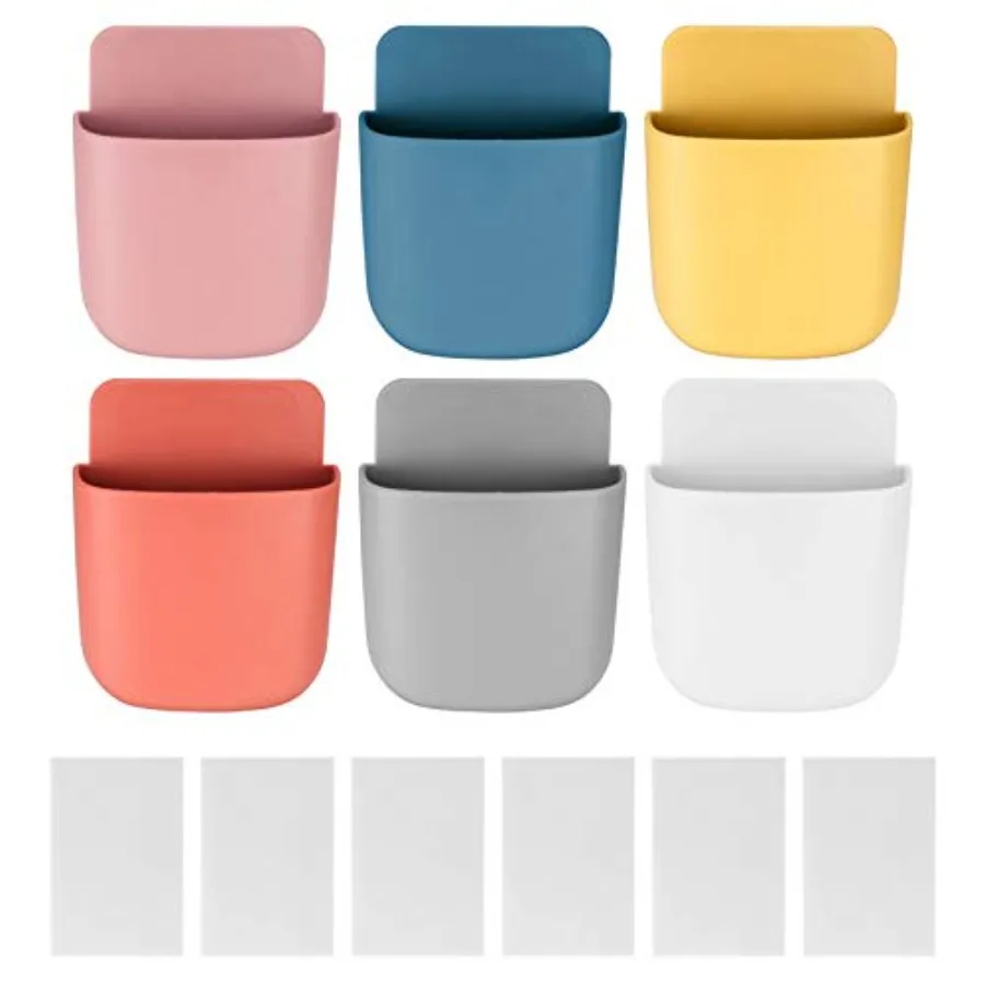 6 supports muraux pour télécommande, organisateur de rangement, support de téléphone portable - 6 couleurs