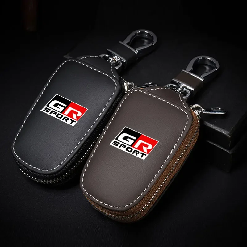 PU Leather Keychain shield key Bag Pendant Key Cover case Men Women For Toyota GR Sport Gazoo Racing Yaris Corolla Hilux Supra