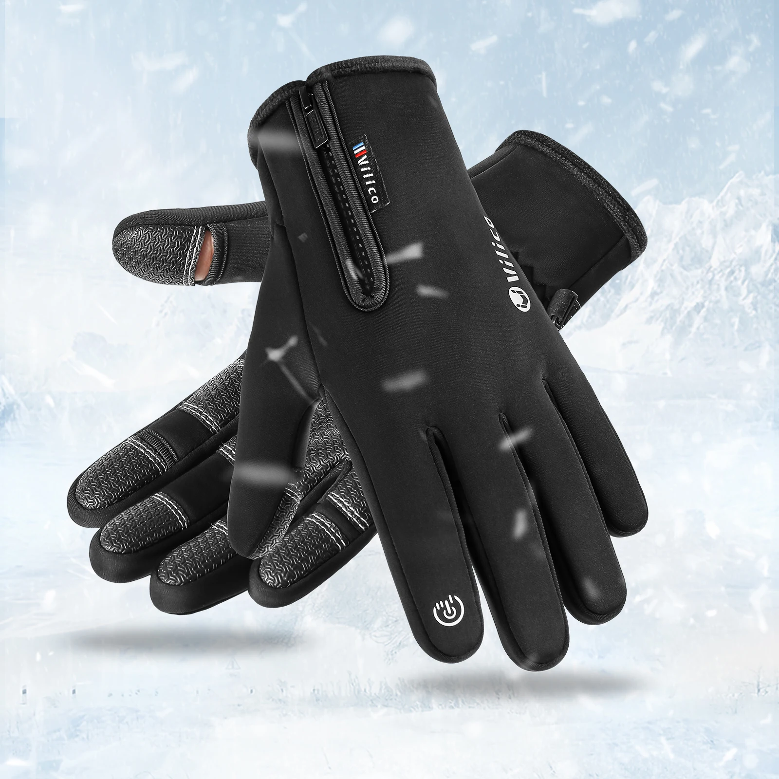 Autumn and Winter Outdoor Cycling With Plush Windproof Waterproof Warm Wear-resistant and Shock-absorbing Touch Screen Gloves