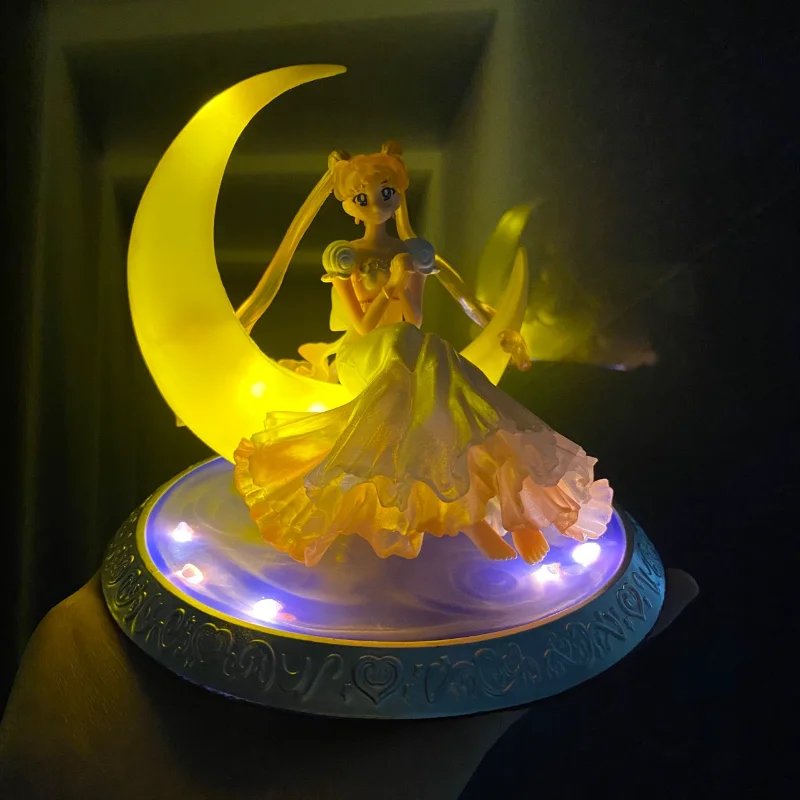 New Sailor Moon Anime Figure Model Glowing Night Light Room Desktop Decoration Bedroom Beside Lamp Toy Kids Birthday Gift view 2