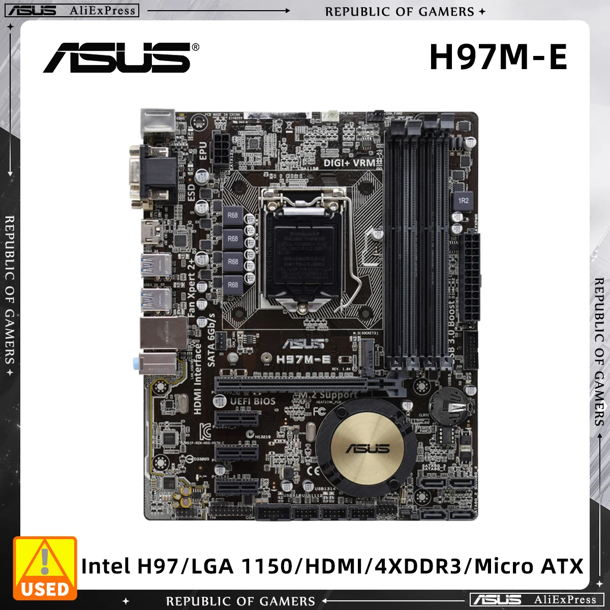 

ASUS H97M-E Micro ATX Motherboard With LGA 1150 Socket for Intel 4th Gen Core i3 i5 i7 Processors Supports 4 DDR3 RAM Slots