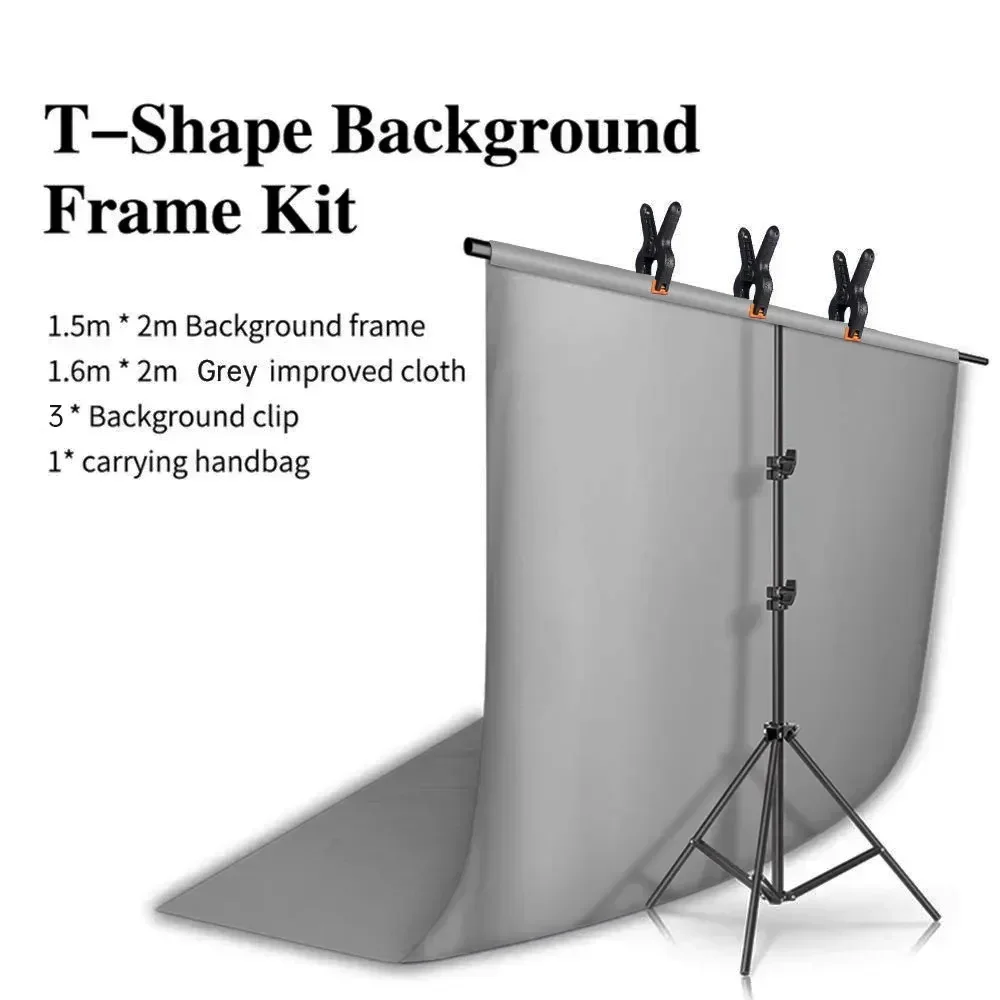 T-förmiger Hintergrundständer 2x2m für Fotografie, Verstellbares Stützsystem für Fotostudio, Geeignet für Vlies- und Musselin-Hintergründe